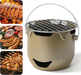 1 Piece Portable Charcoal Grill, 304 Stainless Steel Mini BBQ with Carry Handle for Camping and V1189-LC-HW-00340