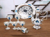 Vintage Palace Style Liquor Serving Set - Metal Pot, 6 Cups & Tray V888-ELOSUNG26395