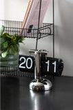 Black Flip Table Clock with Chrome Stand, Modern Retro Desk Clock, 9.5 x 21 x 16.5 cm V1188-MS-731-112