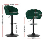 Artiss 2x Bar Stools Gas Lift Velvet Green BA-K-9968-GNX2