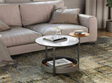 Luxury Marble Top End Table Microfiber Leather Accent Bedside Table Living Room V767-CJ-X122
