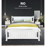 Artiss Bed Frame Double Size Wooden White RIO WBED-D-004D-137-AB