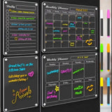 4-Piece Magnetic Acrylic Fridge Monthly Weekly Daily Planner Boards Set - Reusable Minimalist V888-ELOSUNG49870