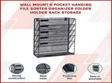 Wall Mount 6 Pocket Hanging File Sorter Organizer Folder Holder Rack Storage V63-822681