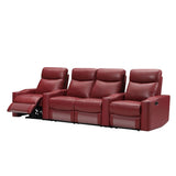 Chicago 4 Seat Home Theatre Genuine Leather Lounge with all Electric Recliners & 4 Cup Holders Red V195-CHICAGORED
