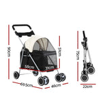 i.Pet Pet Stroller Pram Dog Cat Carrier Cage Large Travel Pushchair Foldable 4 Wheels PET-STROLLER-92-BW