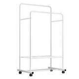 Heavy Duty Double Rail Garment Rack Rolling Clothes Rack 2Tier Storage Shelf V767-ZJJ211-WT-G3
