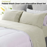 Ramesses Oatmeal Pebble Wash Linen Look Alternative Sheet Set Queen V442-KIT-SHEETS-PEBBLEWASHLINEN-OATMEAL-QS