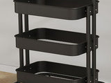 3 Tier Rolling Cart Minimalist Style Sturdy Carbon Steel Mobile Utility Cart for Kitchen Bathroom V1294-YM0901-3117240234911
