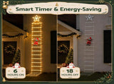Jingle Jollys Christmas Ladder Lights Santa 3.4m 328LED Hanging Decor Warm White XMAS-MOT-D-LADDER-GD