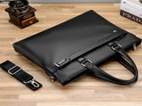 Black Men's PU Leather Briefcase - Waterproof Laptop Messenger Bag with Adjustable Strap - Large V888-ELOSUNG57015-1