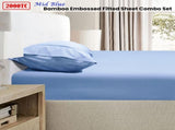 Ramesses 2000TC Bamboo Embossed Fitted Sheet Combo Set Mid Blue Single V442-KIT-FITTEDSS-2000TCBAMBOO-MIDBLUE-SB