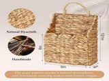 Rustic Water Hyacinth Hanging Door Basket 9x4x12.1 Inch, Woven Storage Basket For Plant Flower Mail V1369-AZ3-W-15199