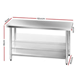 Cefito 1524x610mm Stainless Steel Kitchen Bench 304 SSKB-304S-60