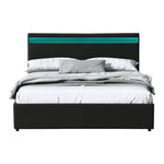 Artiss Bed Frame Queen Size LED Gas Lift Black COLE BFRAME-E-COLE-Q-BK-ABC