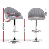 Artiss 2x Bar Stools Kitchen Swivel Gas Lift Counter Chair Shell Leather Grey BA-K-256-GYX2