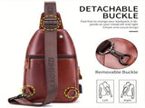 Brown Leather Sling Backpack Top-Grain Cowhide Backpack Travel Sling Bag Stylish V1347-127-BRO-01409
