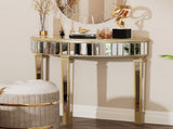 Heavy Duty Glossy Mirrored Makeup Vanity Table Semi-Circle Narrow Console Table V767-CJ-Z117
