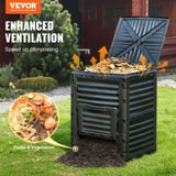 Garden Compost Bin 300 L, BPA Free Composter, Large Capacity Outdoor Composting Bin with Top Lid and V952-GDSDFXHSPP80WX06WV0