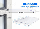 Bracket Free Transparent Window Rain Awning - 400 x 400mm Stackable Thickened Curved Canopy, Wall's V888-ELOSUNG55418