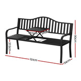 Gardeon Outdoor Garden Bench Seat Loveseat Steel Foldable Table Patio Furniture Black GB-STEEL-TABLE-BK