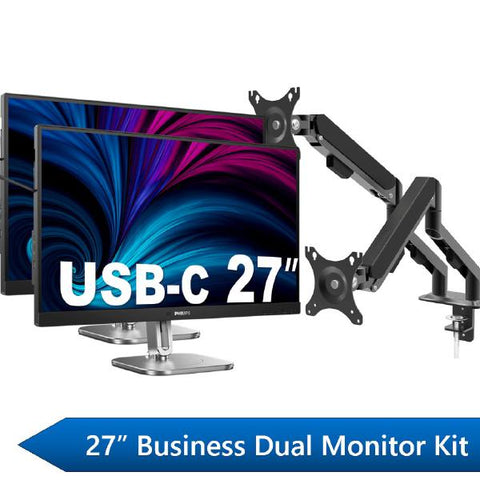 Philips 27" Business Dual Monitor Kit, 1x 27" QHD Business Monitors, 1x 27" QHD USB-C 13PH-BUSDOK-27DV2-KIT