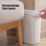 Space-Saving Slim Trash Can - 12.9L Plastic Waste Bin with Push Lid, Fits Narrow Spaces, Lightweight V1370-AZ4-13634