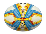 A yellow, blue and red football with color matching size5, PU fitting material, Christmas Boxing Day V1102-HYZQ00C09