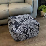 SOGA 55x30cm Black Squared Soft Pouffe Seat Cushion Elegant Home Accent Dcor Stylish Footstool POUFFE640