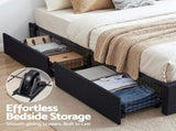 Artiss Queen Bed Frame with Storage Drawers RGB Lights Charging Station Upholstered Fabric BFRAME-H-ZENO-Q-BK-ABC