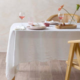 Vintage Design Homewares Helm White Washed Linen Cotton Tablecloth 130cm x 180cm V442-HIN-TABLEC-LINEN180CM-WHITE-RE