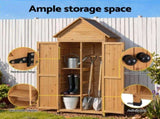 Gardeon Outdoor Storage Cabinet Cupboard Tool Organizer Shed Adjustable Natural OSC-CABI-WOOD-DD-BR