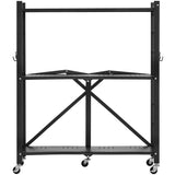 VEVOR 3-Tier Foldable Storage Shelf with Wheels 76 x 33 x 91 cm Metal Shelving V952-YDKZDHJHS3C1P6WN0001V0