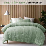 Accessorize Seersucker Sage 3 Piece Polyester Comforter Set Queen V442-HIN-COMFORTER-SEERSUCKER-SAGE-QS