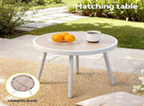 Gardeon 3PC Outdoor Bistro Set Patio Furniture Table and Chairs Steel Dining Chair Khaki ODF-BISTRO-CSL-KH