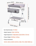 VEVOR Foldable Baby Changing Diaper Station with Side Basket & Wheels Light Gray V952-ZDNBTQHSXXSDBQAAV001V0