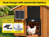 Giantz Automatic Chicken Coop Door 37cm Solar Powered Smart App Control Black FIK-COOP-DOOR-SOLAR
