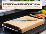 CARLA HOME Chopping Board with with 2 Organiser Stainless Steel Trays Containers LSB-36085