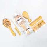 6-Piece Bamboo Hair Brush Set Eco-Friendly Wooden Hairbrushes & Combs for Men,Women & Kids V1192-AZ-W-18935