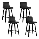 Artiss Bar Stools Kitchen Leather Barstools Swivel Wooden Chairs X4 BA-TW-8836-BKX4-AB