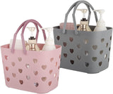 2 Pack Portable Shower Caddy Tote Plastic Storage Basket with Handle Box Organizer Bin for Bathroom, V1258-DP02-F-959