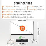 VEVOR Projector Screen with Stand, 120 inch 16:9 4K 1080 HD Outdoor Movie Screen with Stand, V952-TYPM20ZJSLJ13VYSQV0