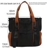 Large Tote Bag Women, Lightweight Nylon Color-Blocked Shoulder Handbag with Drawstring Pocket V1237-ZY-917-240