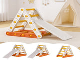 Keezi Kids Climbing Frame Set With Slide Indoor Outdoor Toddler Toys Pikler Triangle Climber KCS-SLIDE-TRGL-WH