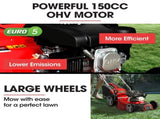 BAUMR-AG 18" 150cc Self Propelled Lawn Mower, 7 Height, Steel Deck, Cup Holders, 4-Stroke Petrol V219-MOWSPRBM18SA