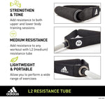 Adidas Resistance Tube Level 2 Band Elastic Yoga Fitness Gym Strap - Grey/Black V563-ADTB-10502