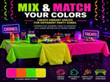 3Pcs Disposable Fluorescent Neon Table Cloths, Waterproof Plastic Rectangular Table Covers for Glow V1192-AZ-W-17464
