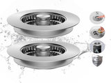 2 Pack All Metal Stainless Steel 3 in 1 Kitchen Sink Drain Strainer, Upgraded Anti-Rust Sink Stop V1259-DP01-A-2228