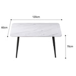 120x60cm Glossy White Minimalist Slate Kitchen Dining Table Marble Lunch Dinner Table Solid Metal V255-120GLOSSYWTABLE