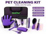 Pet Grooming & Cleaning Kit 9 Piece Set with Shedding Brush, Steel Comb Scissors, Nail Clippers V888-ELOSUNG55120